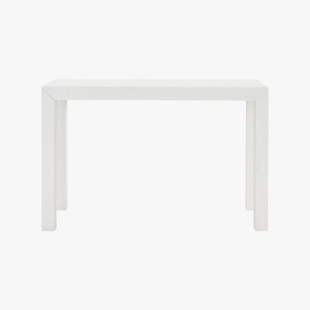 Parsons White Grasscloth Console - Lacquered Table - Dear Keaton