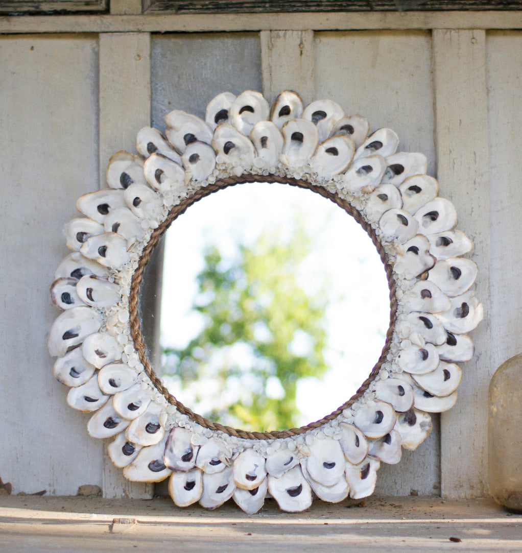 Touch of Class Capiz Shell Round Wall Mirror Gold-