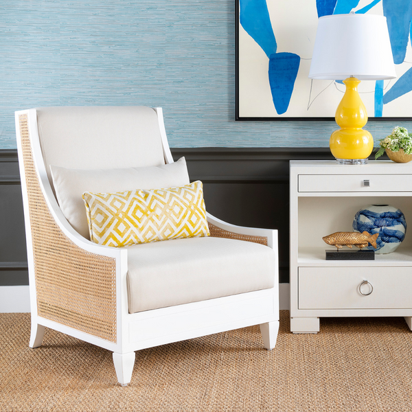 Regan Driftwood Arm Chair Styled in room