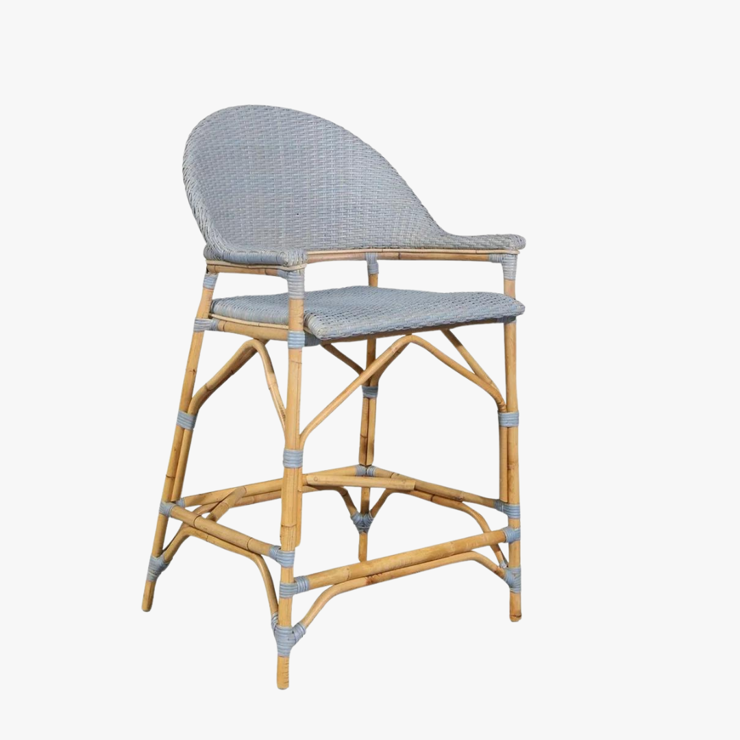 Newport Coastal Blue Counter Stool - Rattan Stools - Dear Keaton