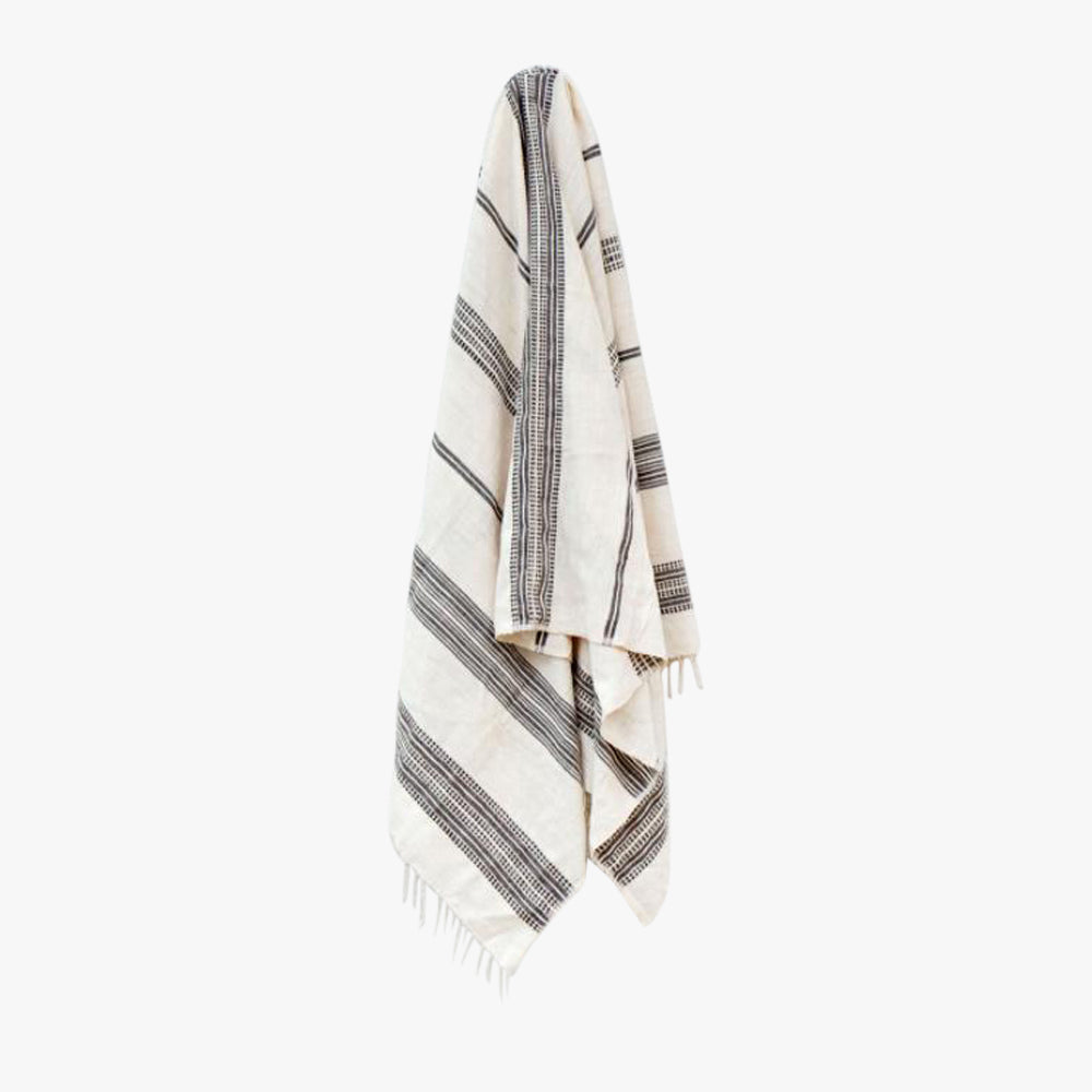 Aden Grey Stripes Hand Towel - Shop Hand Loomed Towels - Dear Keaton