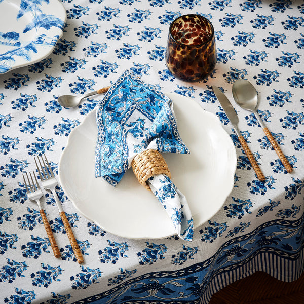 Gayatri Blue Block Print Table Cloth styled on table