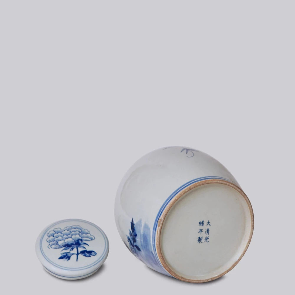 Peony Lidded Jar with flower on lid