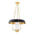 Heritage Pendant Hurricane Lantern - Soft Black and Brass