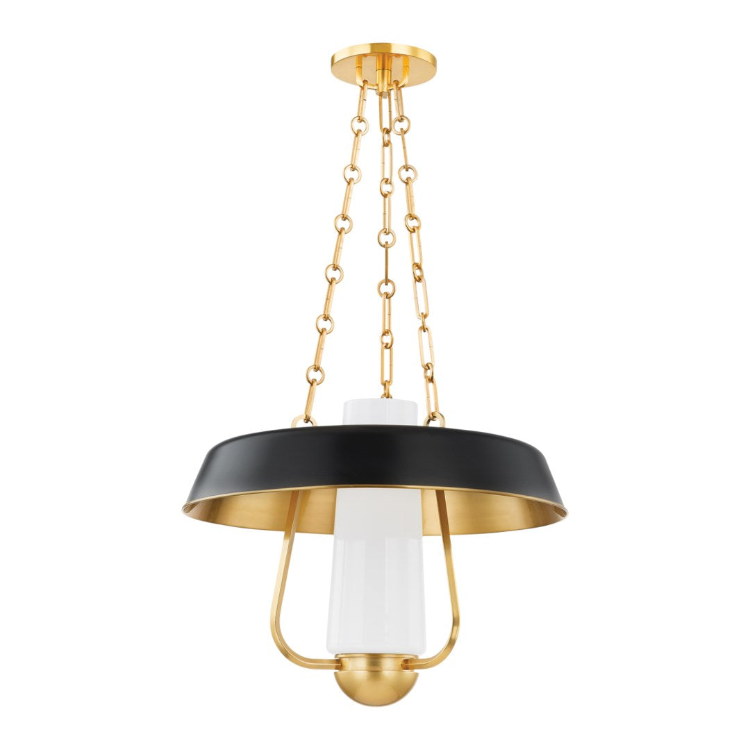 Heritage Pendant Hurricane Lantern - Soft Black and Brass
