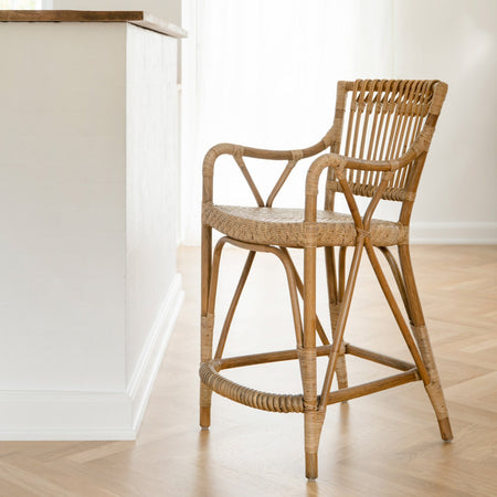 Blues Rattan Counter Stool in kitchen 