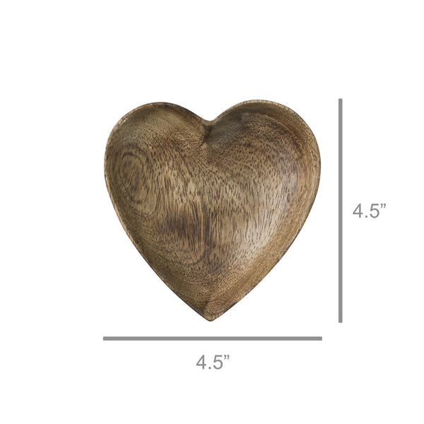 Wood Heart Trinket Dish dimensions