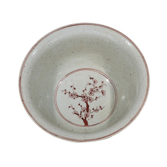 Rustic Maroon Tree Motif Bowl Interior