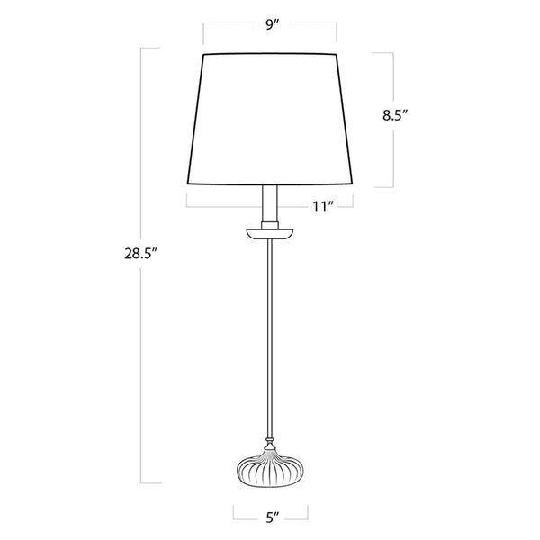 Clove Buffet Lamp sketch of dimensions