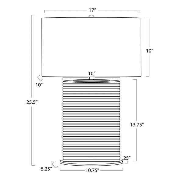 Resort Rattan Table Lamp schematic -dimensions