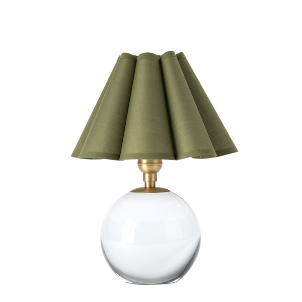 Giorgio Crystal Mini Lamp with Green Shade -  brass hardware