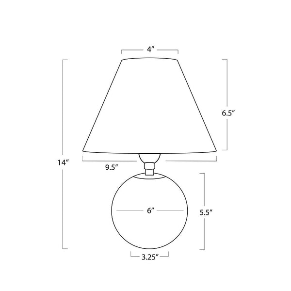 Giorgio Mini Lamp with Rattan Shade dimensions