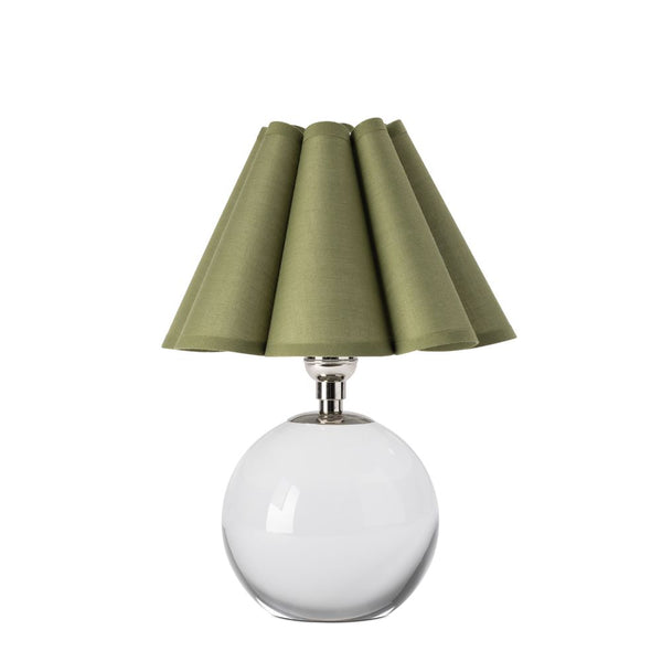 Giorgio Crystal Mini Lamp with Green Shade - nickel hardware