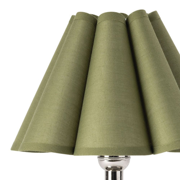 Giorgio Crystal Mini Lamp with Scalloped Green Shade - nickel hardware