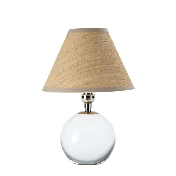 Giorgio Mini Crystal Lamp with Rattan Shade - Nickel Hardware