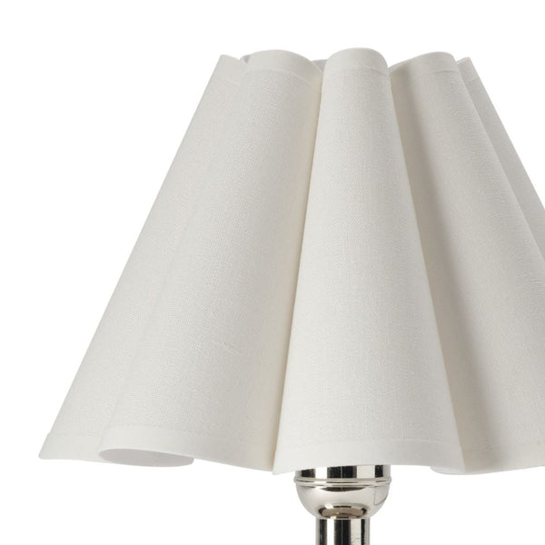 Giorgio Mini Lamp with White Scalloped Shade - Polished Nickel Hardware