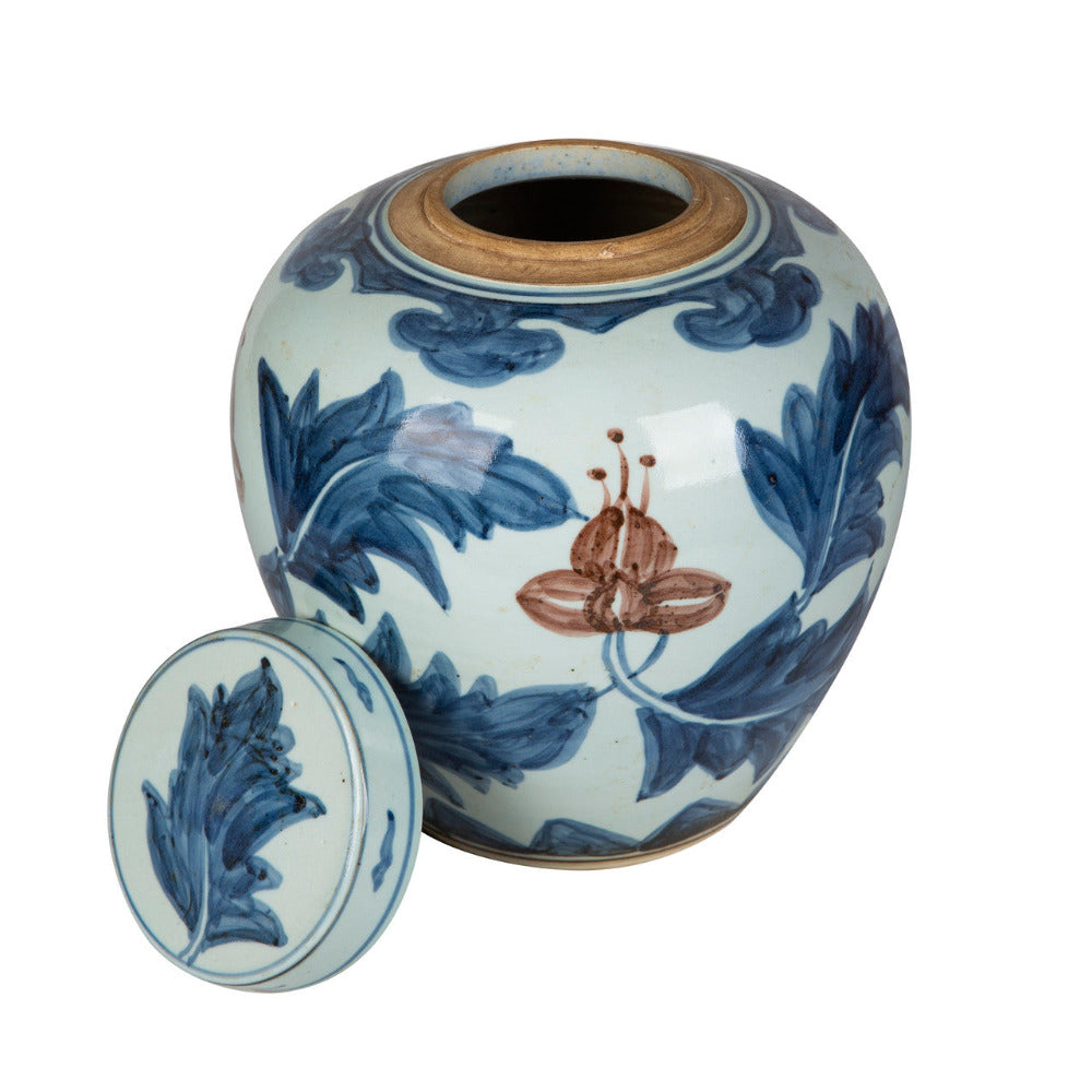 Red Leaf Lidded Jar Details