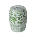 Green Peony Flower and Vines Garden Stool