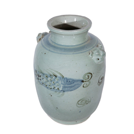 Koi Fish Pot with Lion Handles - top view