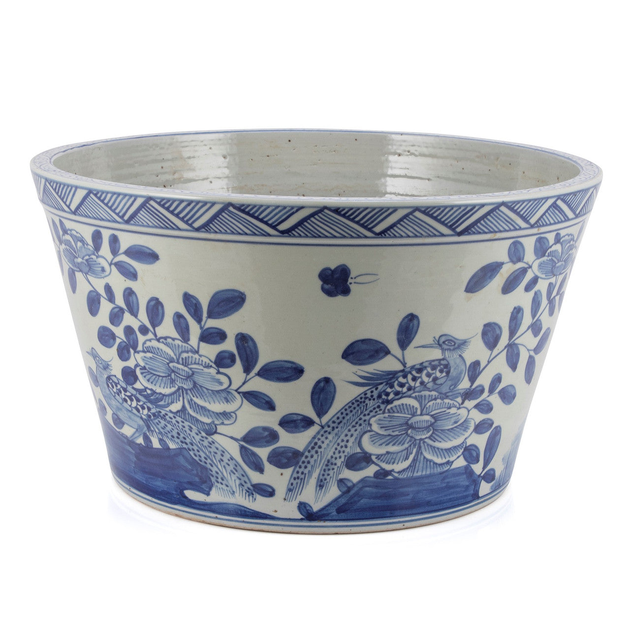 Blue Floral Bird Basin Planter