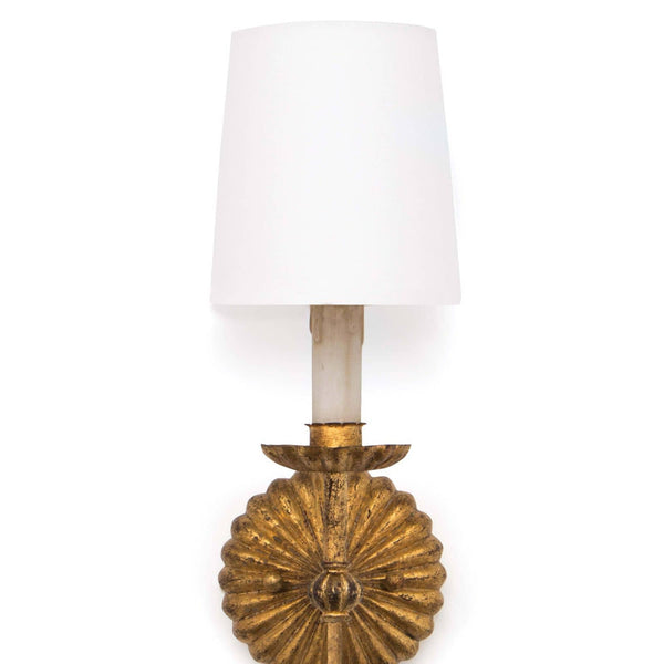 Clove Sconce with white shade closeup