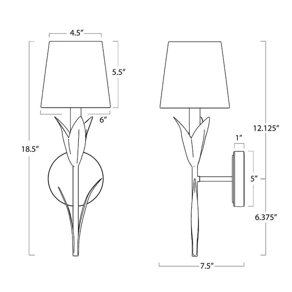 River Reed Single Sconce DImensions