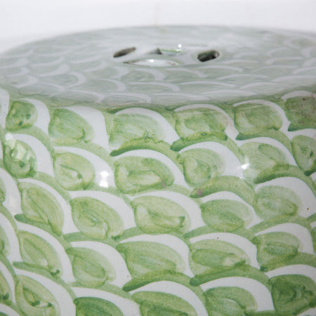 Green Fish Scale Garden Stool closeup