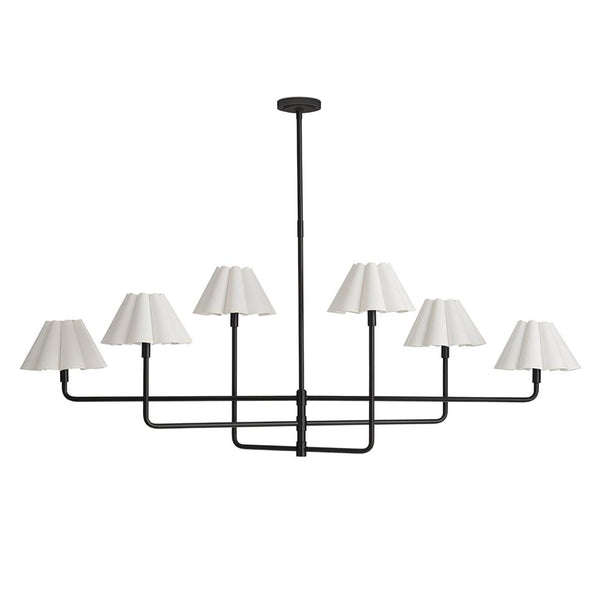 Polly Blackened Brass Chandelier with White Shades