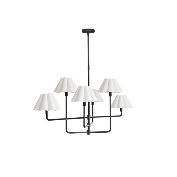 Polly Blackened Brass Adjustable Chandelier with White Shades