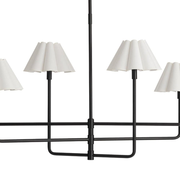 Polly Blackened Brass Chandelier with White Shades - adjustable arm closeup