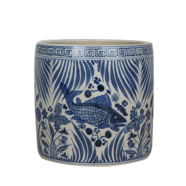 Lotus Fish Cachepot - greek key border