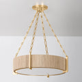 Quebec Abaca Rope Chandelier with gold leaf chains