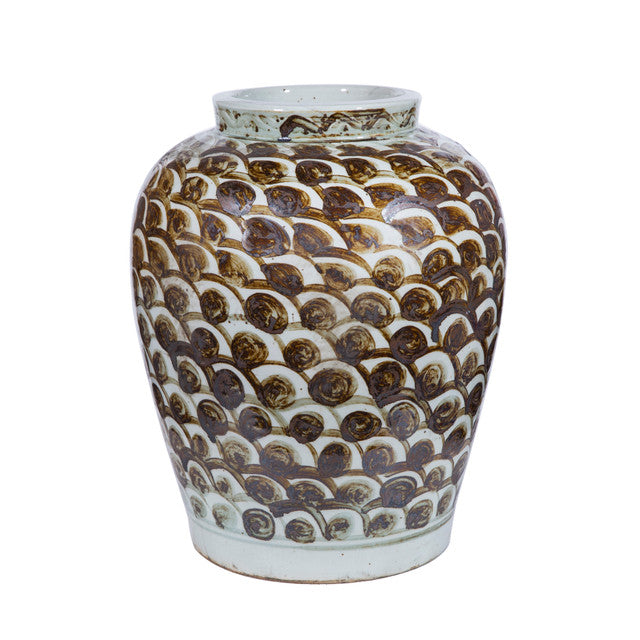 Brown Fish Scale Lamp Jar - handpainted details