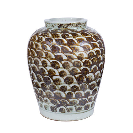 Brown Fish Scale Lamp Jar - handpainted details