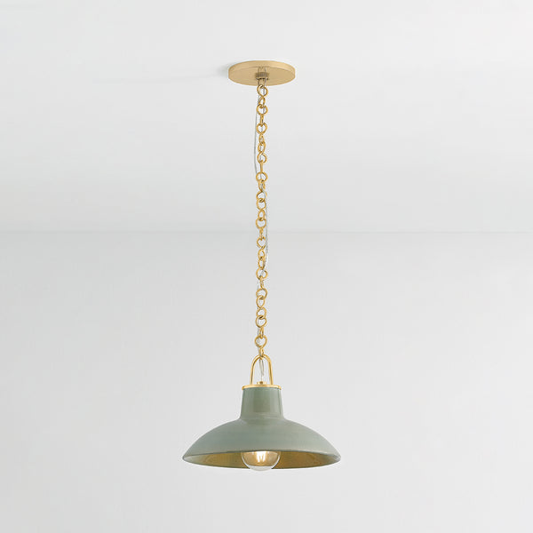 Pottersville Glazed Ceramic Pendant Light with gold chain