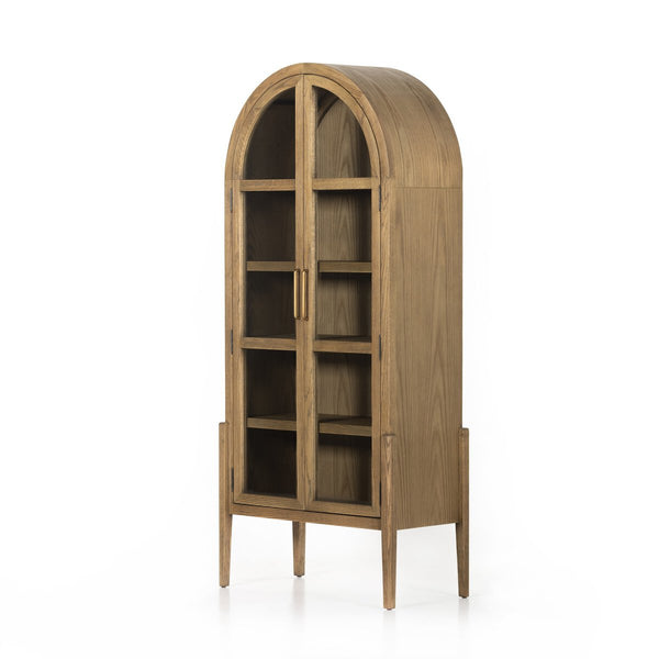 Amelia Oak Cabinet -Arched Glass Front