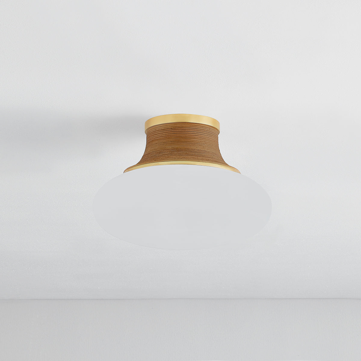 Pearl River Flush Mount with rattan details