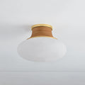 Pearl River Flush Mount - brass and woven rattan