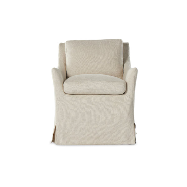 Moira Slipcover Dining Chair Front View - Natural Linen