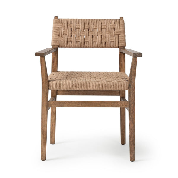 Hackney Woven Dining Arm Chair with woven rush seat and back