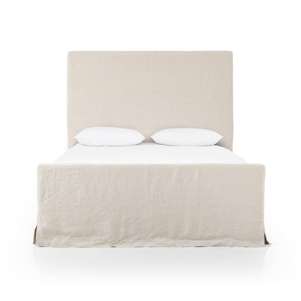 Duvall Natural Belgian Linen Slipcovered Bed