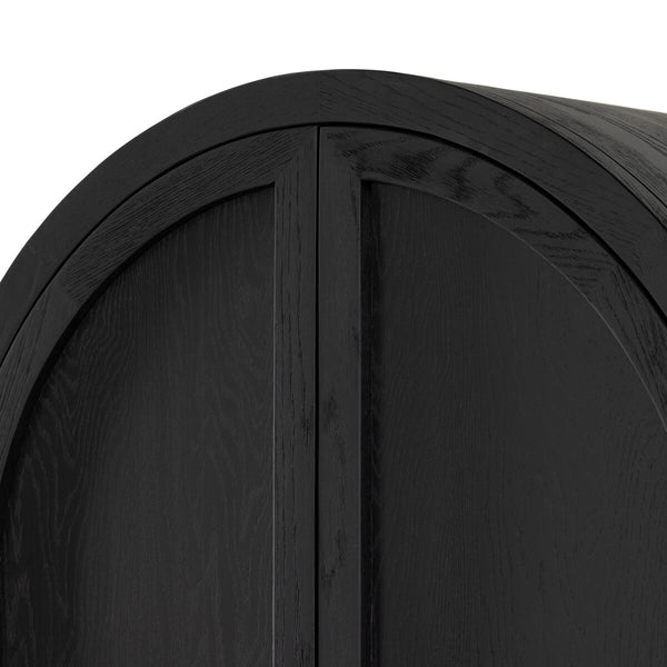 Amelia Matt Black Bar Cabinet Arch Closeup