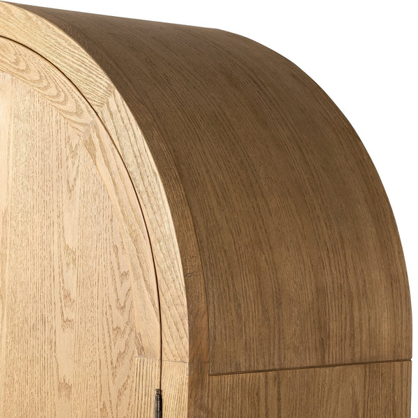 Amelia Oak Bar Cabinet - Arched Top Detail