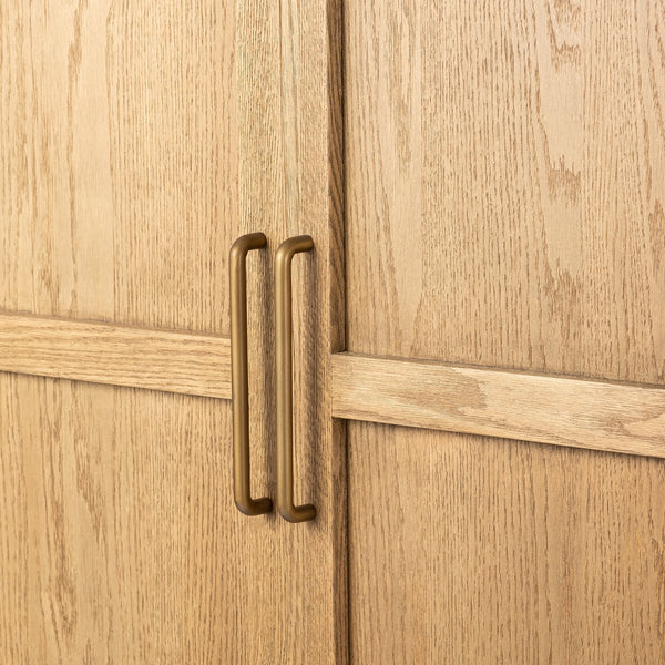 Amelia Oak Bar Cabinet Gold door pulls