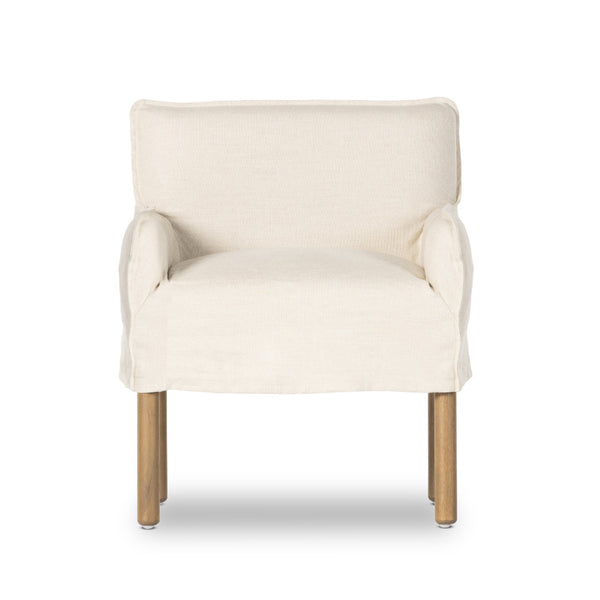 Ava Slipcover Dining Chair - Natural Linen Front View