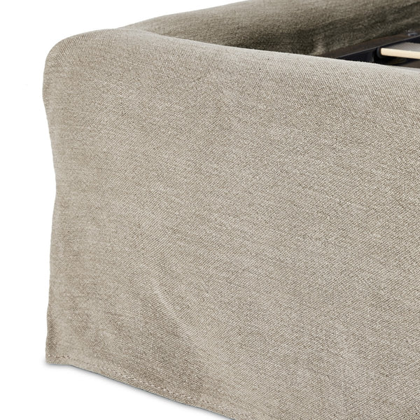 Maison Stone Linen Slipcovered Bed skirt closeup