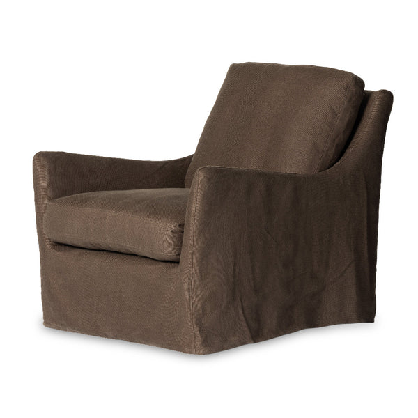 Moira Slipcover Swivel Chair - Coffee Linen - Dear Keaton