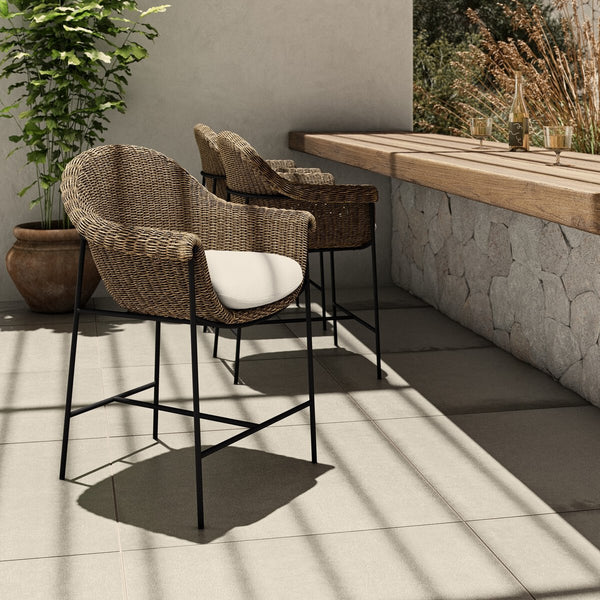 Sagrado Outdoor Counter Stool styled on patio