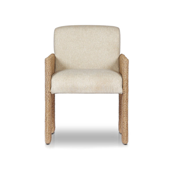 Azzio Outdoor Dining Chair with neutral performance fabric upholstery