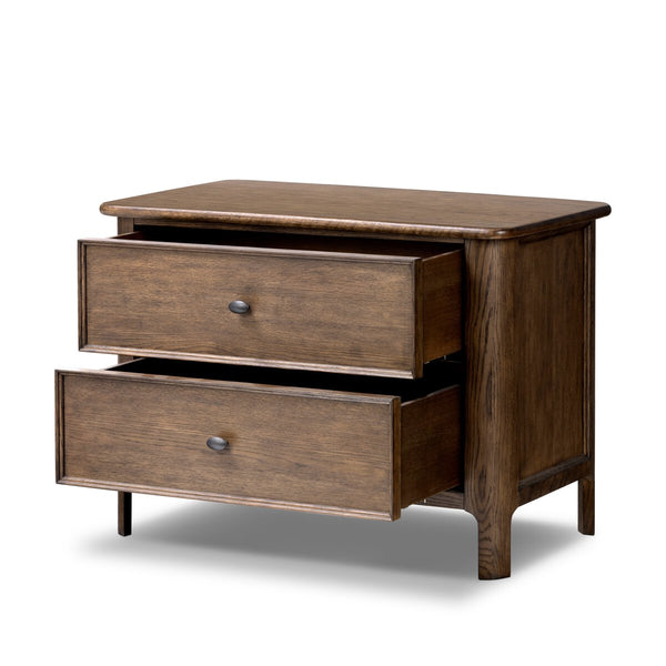 Renard Nightstand with open drawers
